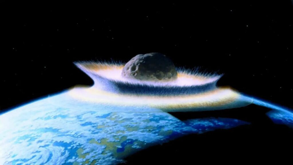 asteroid hitting Earth as seen from outer space